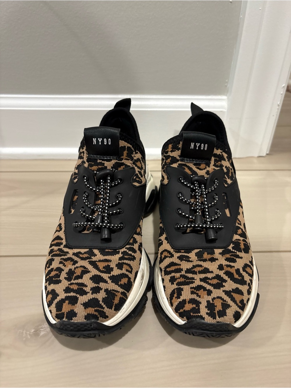 Steve Madden Leopard Knit Slip-On Sneakers - Black and Brown